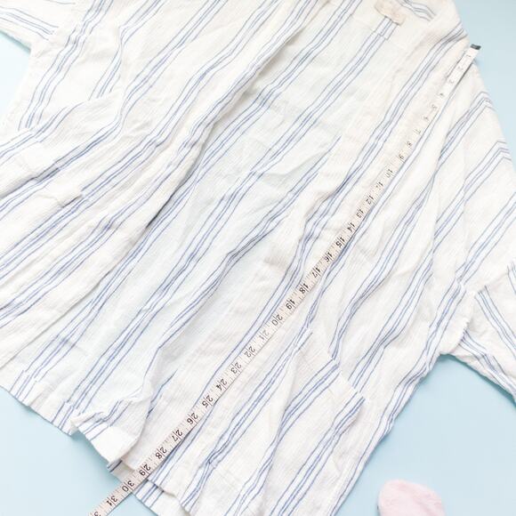 Nomad Ios Open Front Azure Stripe Gauze 100% Cotton Loose Cardigan Size L/XL - Picture 6 of 8